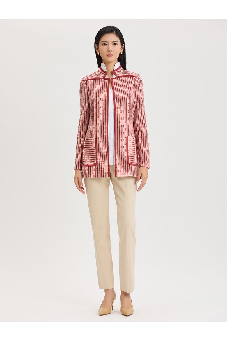 Heritage Contrast Trim Knit Jacket, Main, color, Honey Suckle/Russet/Biscotti