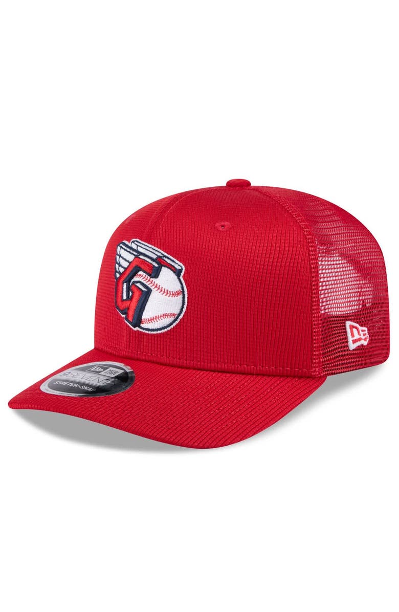 New Era Men's New Era  Red Cleveland Guardians 2025 Spring Training 9SEVENTY Stretch-Snap Trucker Hat, Main, color, 