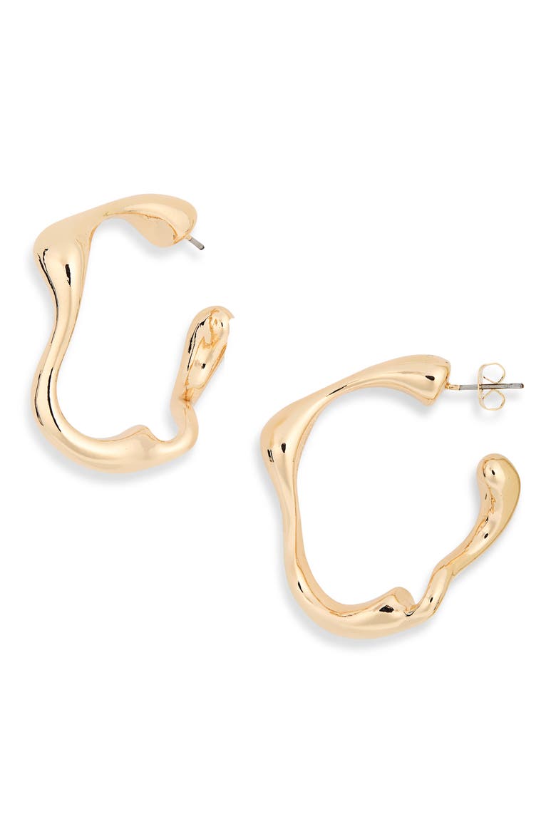 Liquid Metal Hoop Earrings, Main, color, GOLD