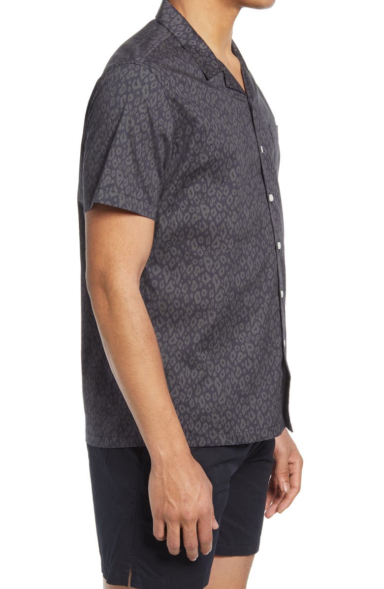 Public Art Leopard Print Short Sleeve Button-Up Camp Shirt, Alternate, color,