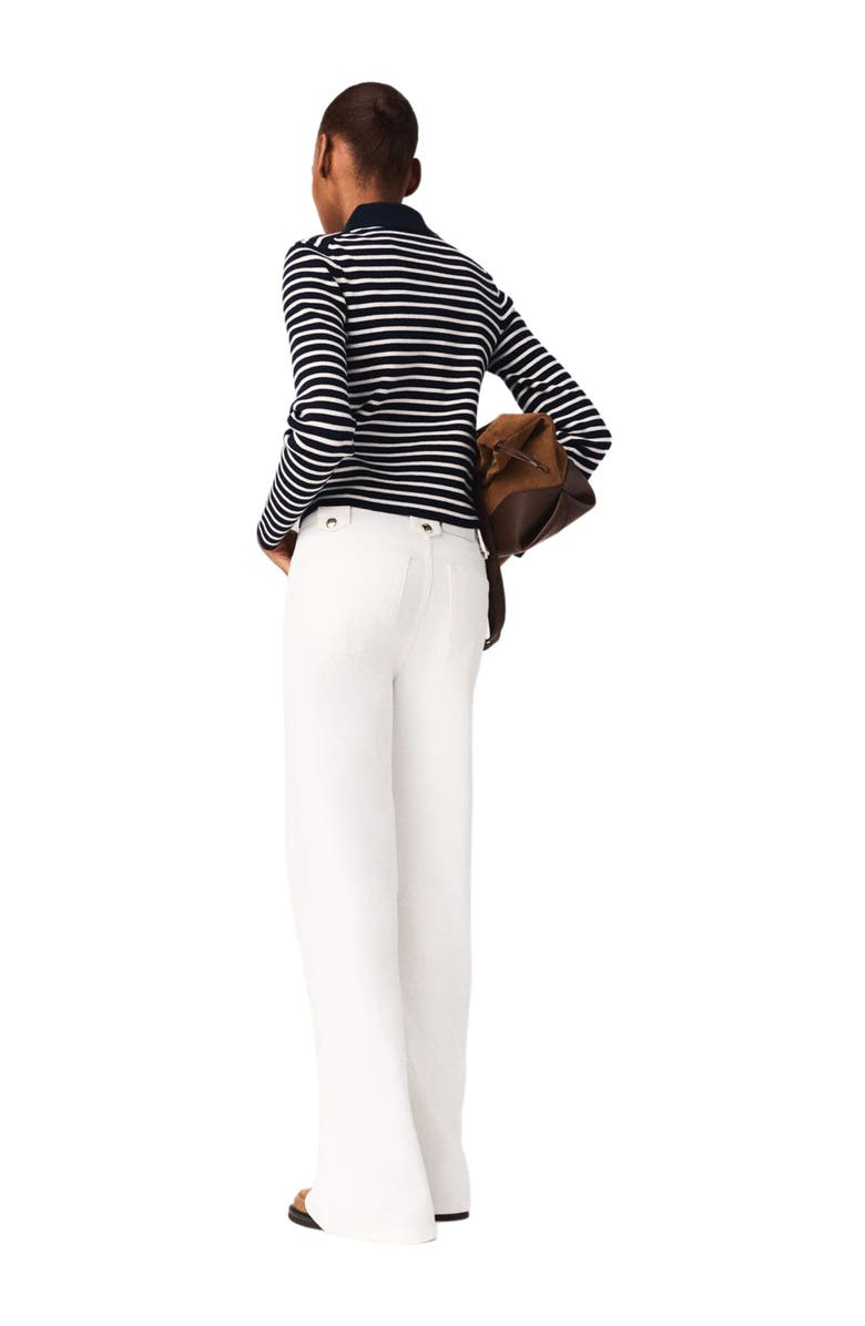 maje Striped polo cardigan, Alternate, color, Navy