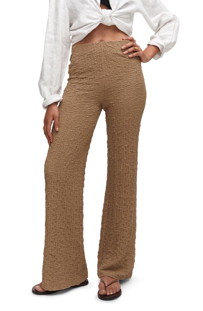 MANGO Textured Cotton Blend Wide Leg Pants, Main, color, 