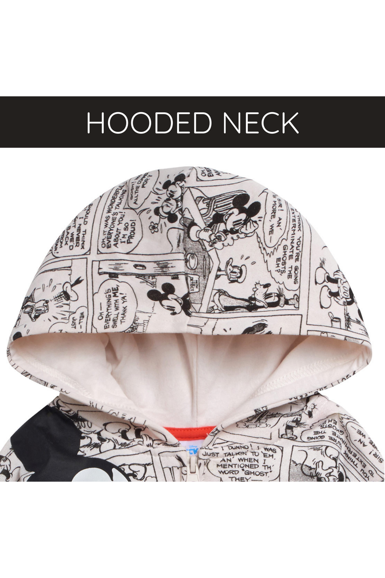 Mickey Mouse Fleece Zip-Up Hoodie, Alternate, color, Beige Comic Mickey