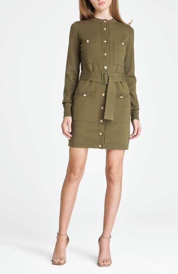 Wayf Becca Belted Long Sleeve Sweater Minidress