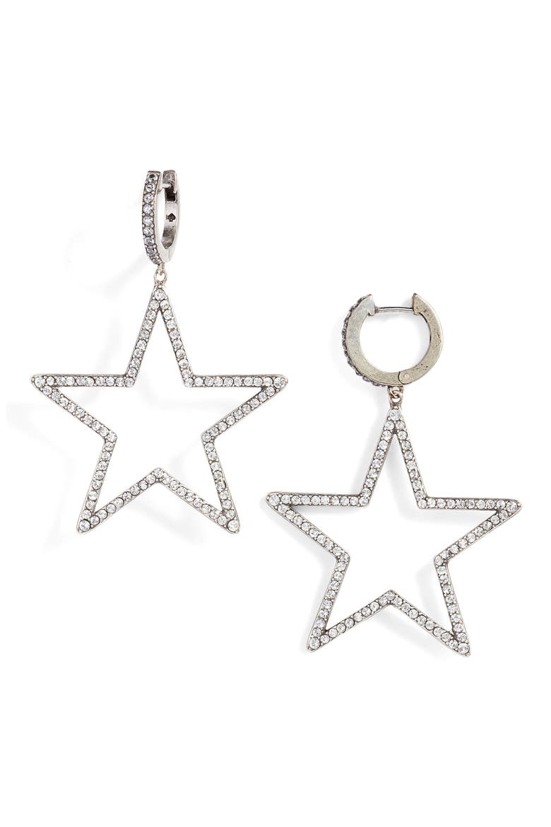seeing stars star drop earrings, Main, color, SILVER