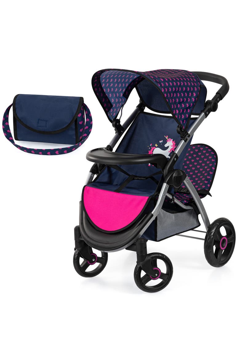 Twin Star Stroller, Unicorn, Seats 2 Dolls Up to 18 Inches, Main, color, Multicolored