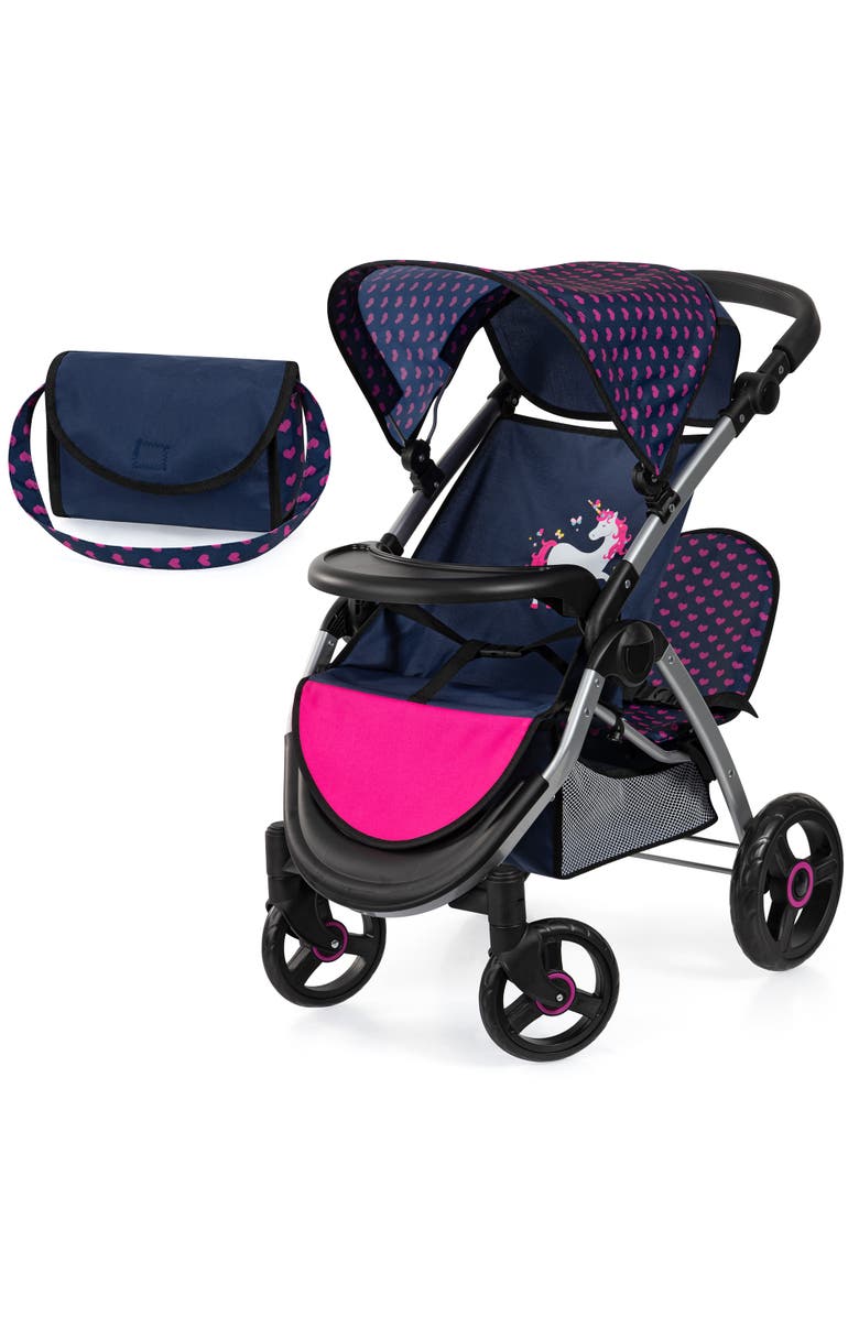 Bayer Design Twin Star Stroller, Unicorn, Seats 2 Dolls Up to 18 Inches, Main, color, Multicolored