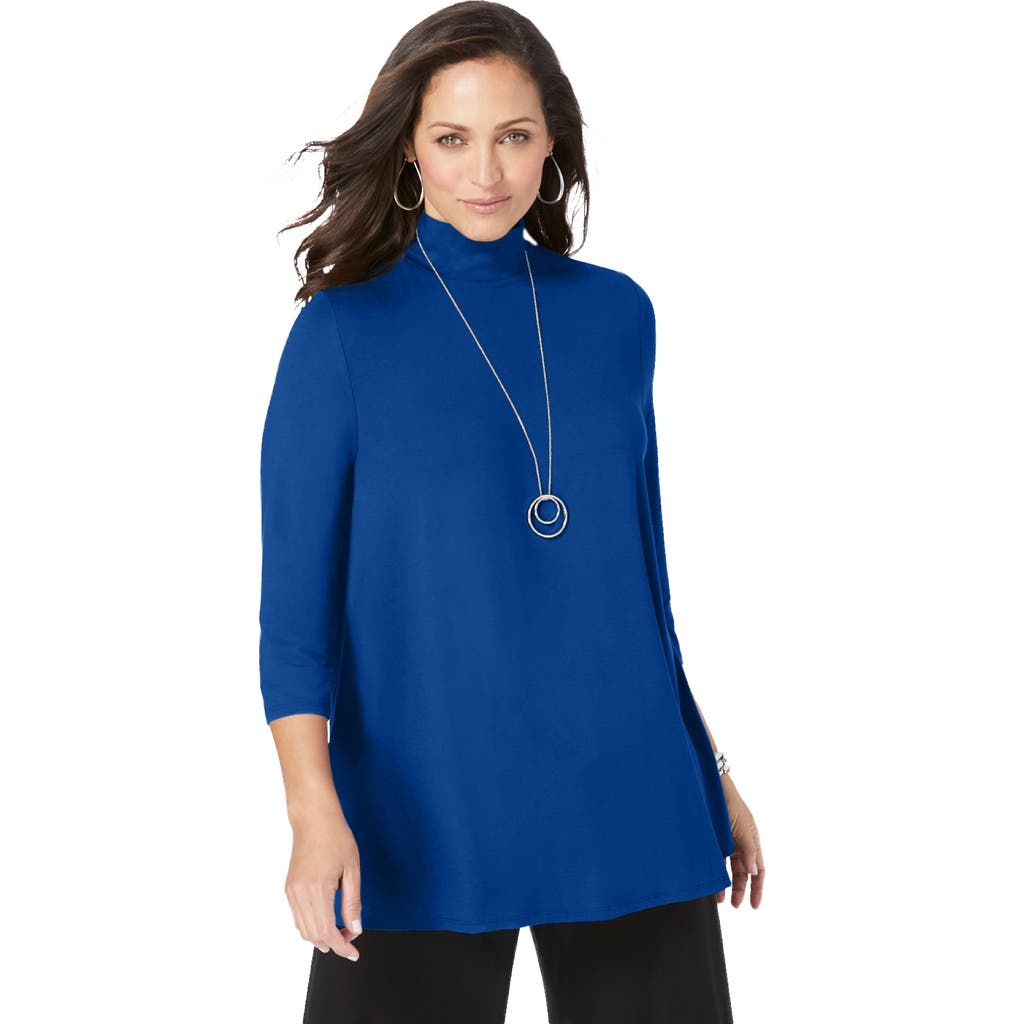Jessica London Mockneck Swing Tunic In Blue