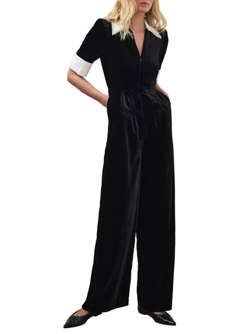 Mint Velvet Velvet Embellished Jumpsuit In Black