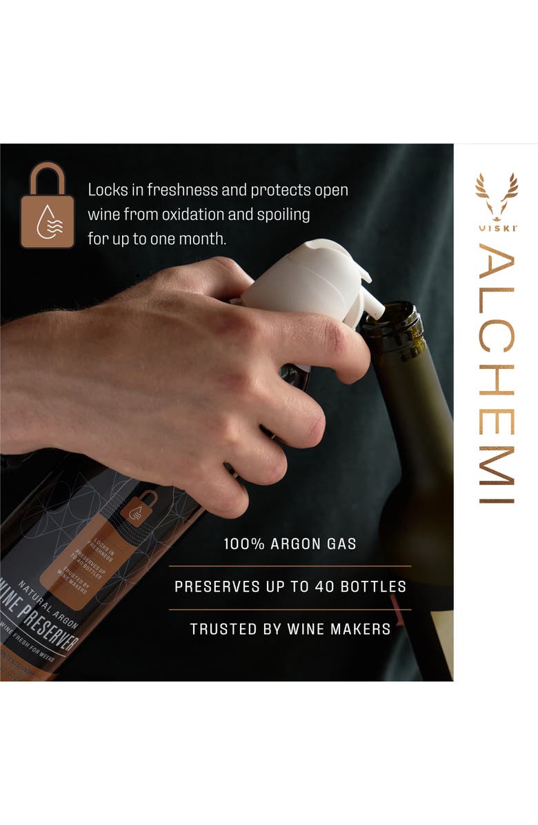 Viski Alchemi Natural Argon Wine Preserver, Alternate, color, Black
