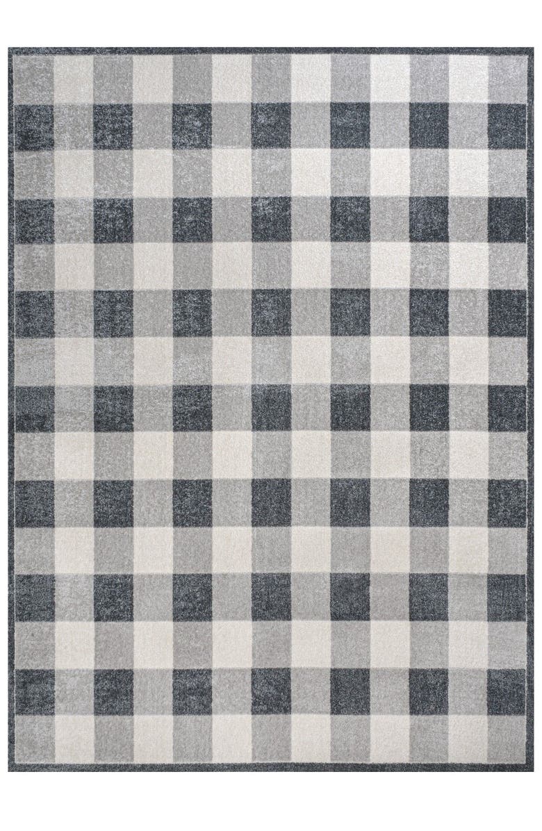 JONATHAN Y Gingham Gradient Plaid Cottage Machine-Washable Area Rug, Main, color, Light Gray/Dark Gray/Cream