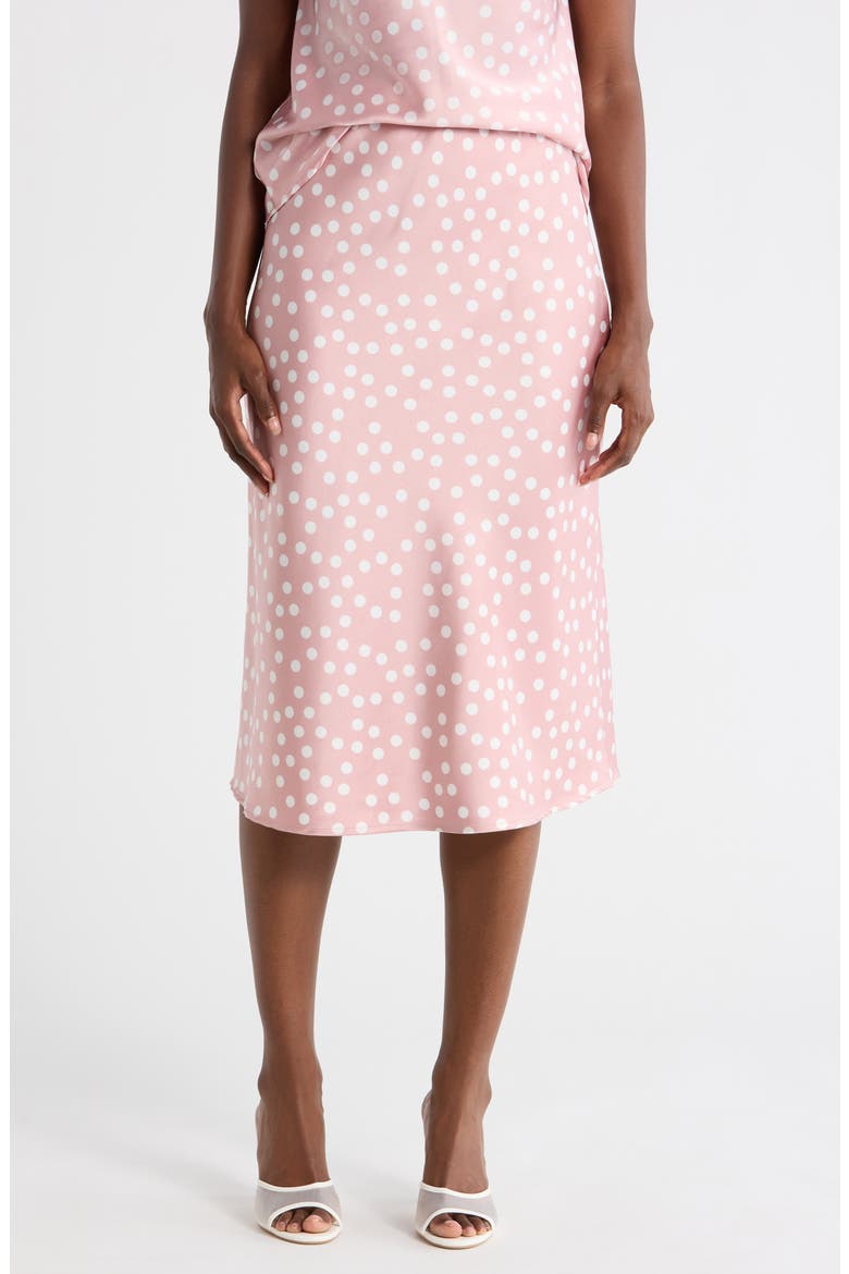 Polka Dot Midi Skirt, Main, color, PINK