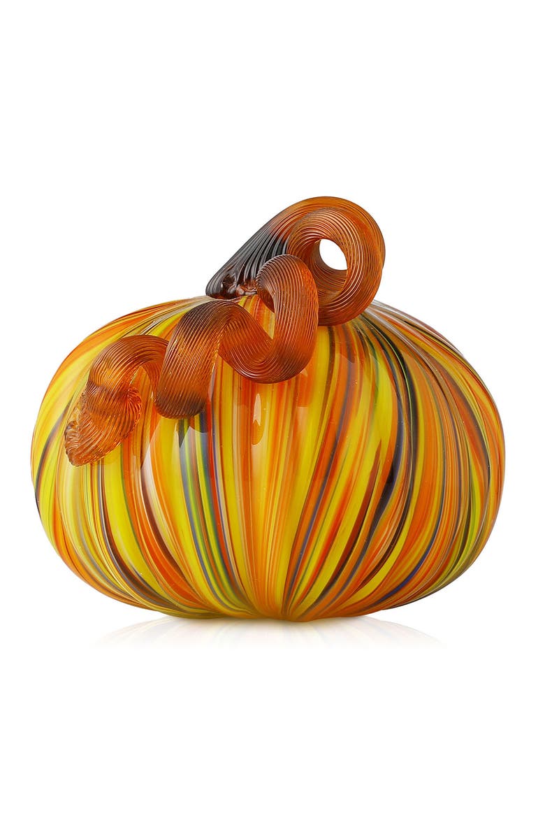 Multi Striped Glass Pumpkins, Main, color, Yellow