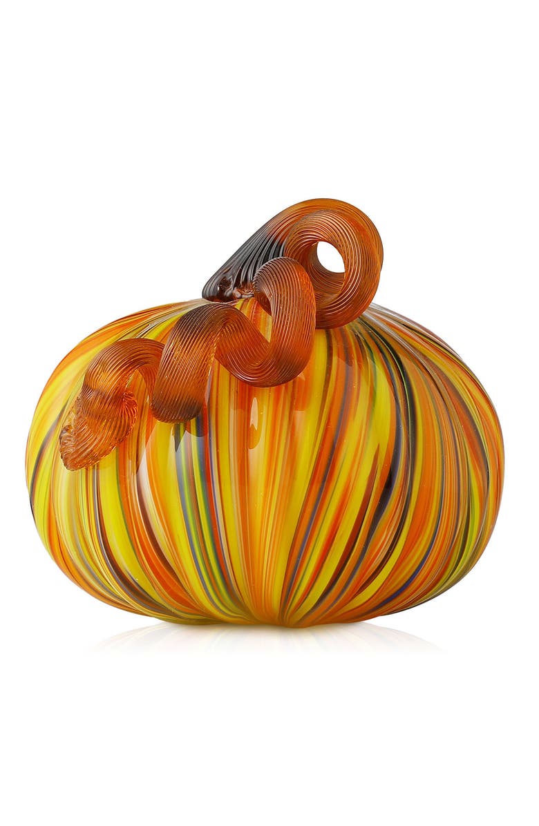 Glitzhome Multi Striped Glass Pumpkins, Main, color, 