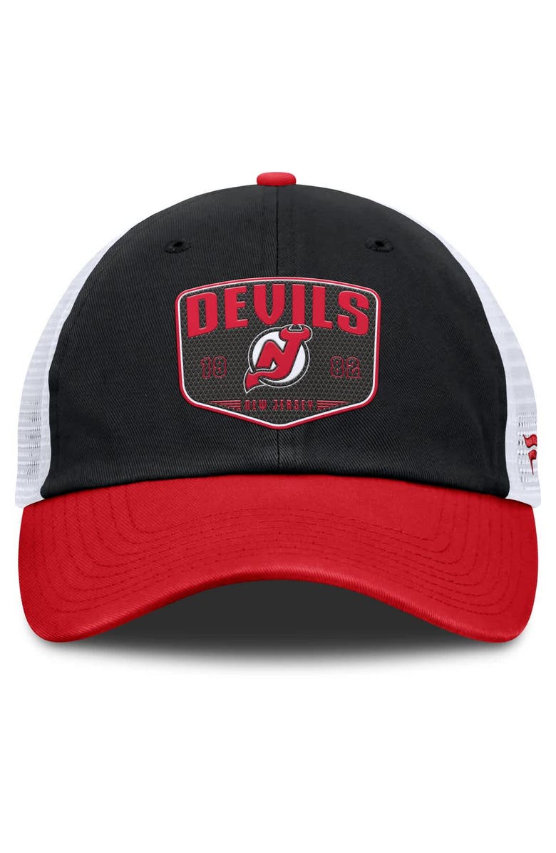 FANATICS Men's Fanatics Black New Jersey Devils Fundamental One-Time Trucker Adjustable Hat, Alternate, color, Black