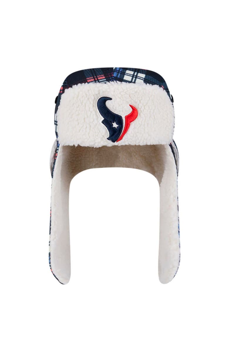 New Era Navy Houston Texans Sideline Plaid Sherpa Trapper Hat, Alternate, color, Navy
