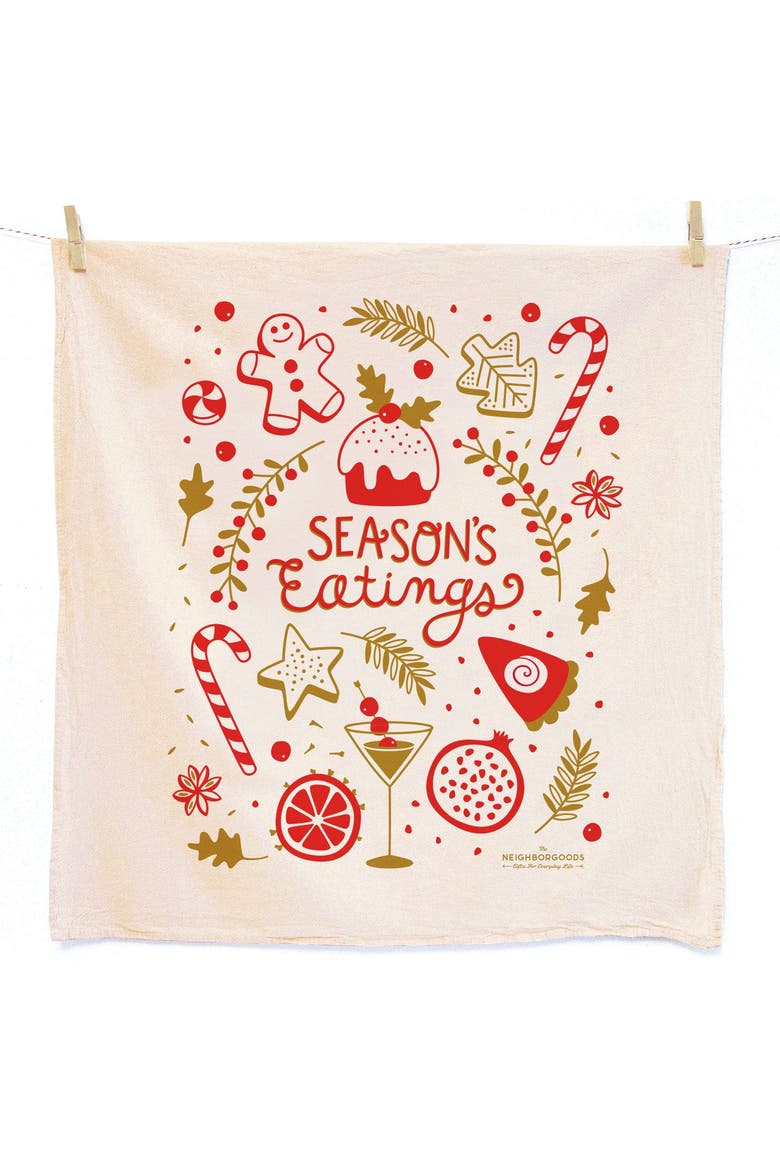 Happy Holidays - Dish Towel Set of 2, Alternate, color, Red