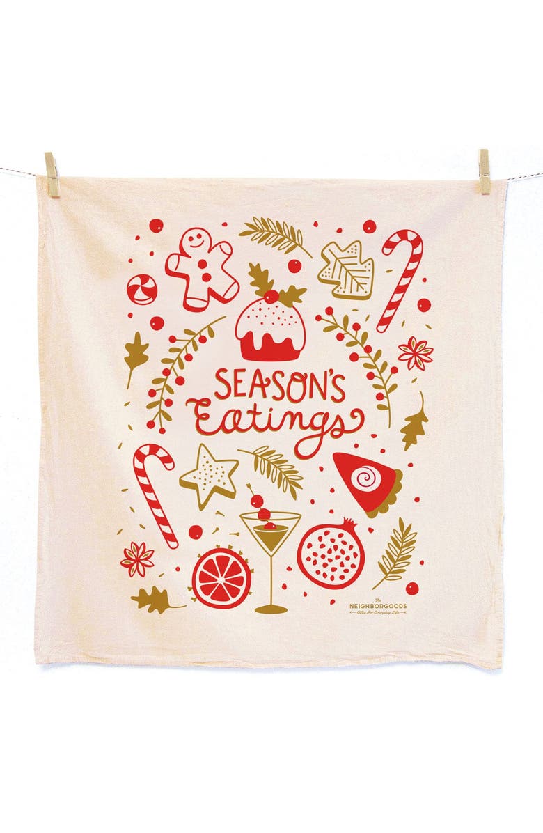 The Neighborgoods Happy Holidays - Dish Towel Set of 2, Alternate, color, Red