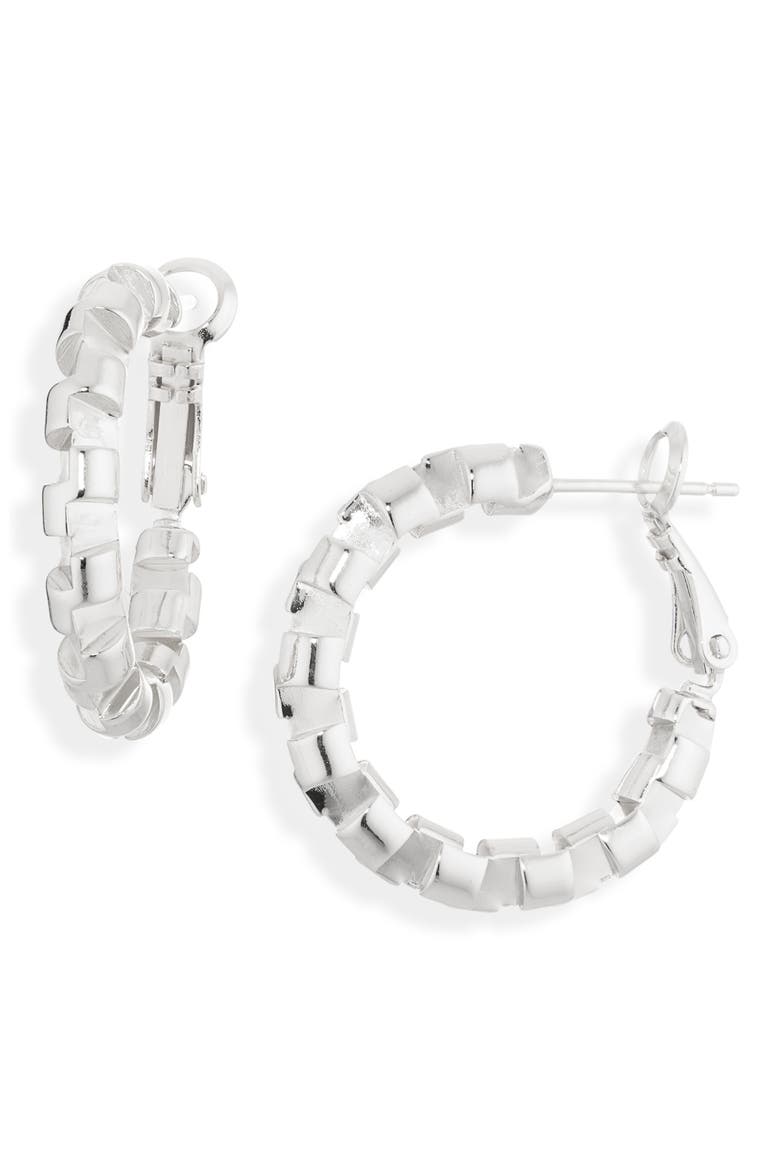 Harlee Geometric Hoop Earrings, Main, color, SILVER