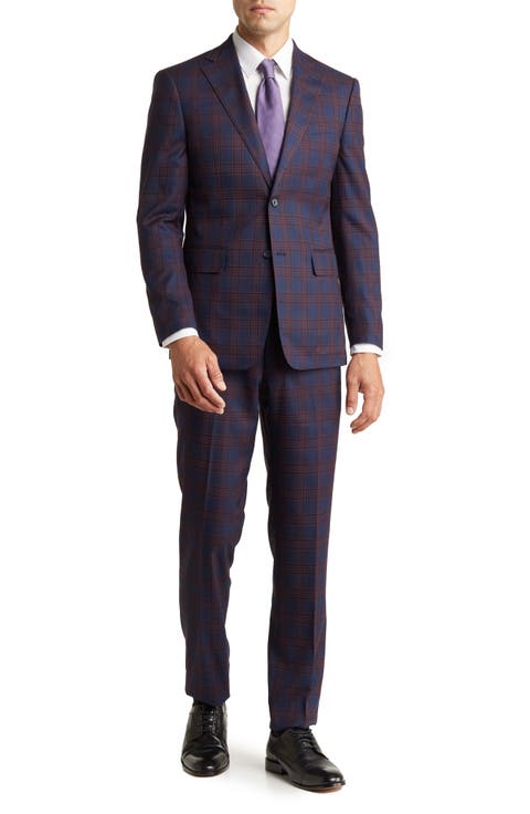 Trim Fit Plaid Two-Button Suit
