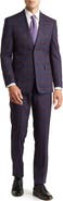 English Laundry Trim Fit Plaid Two-Button Suit