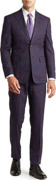 English Laundry Trim Fit Plaid Two-Button Suit