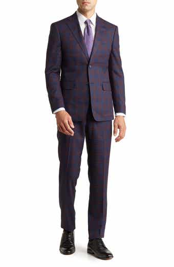 English Laundry Trim Fit Plaid Two-Button Suit