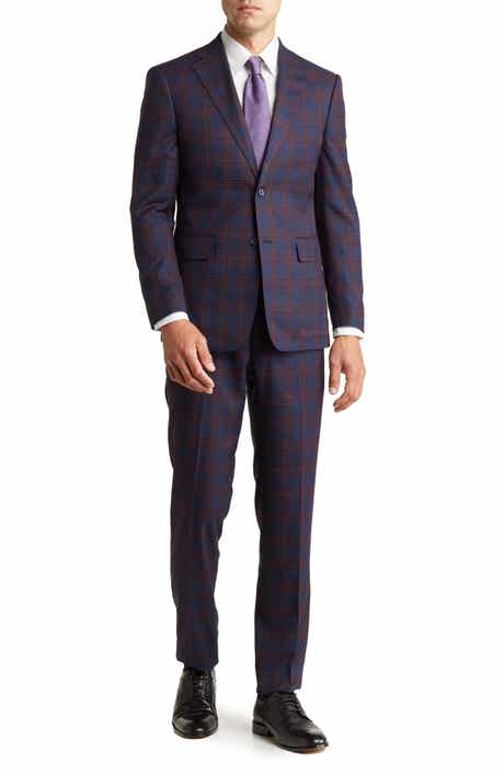 English Laundry Trim Fit Plaid Two-Button Suit