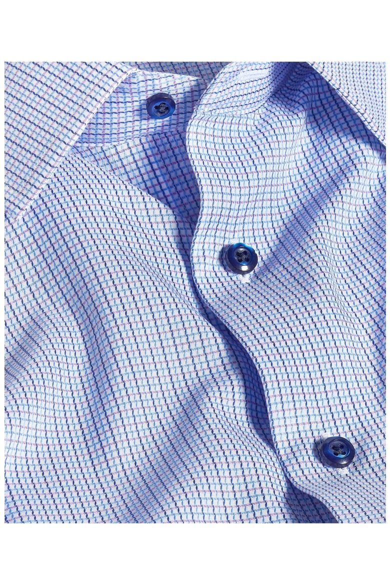 Trim Fit Micro Dobby Check Dress Shirt, Alternate, color, BLUE/ BERRY