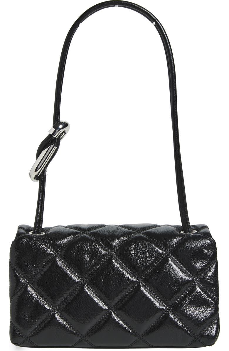 Marc Jacobs The Mini Dual Chain Diamond Quilted Leather Shoulder Bag, Alternate, color, Black