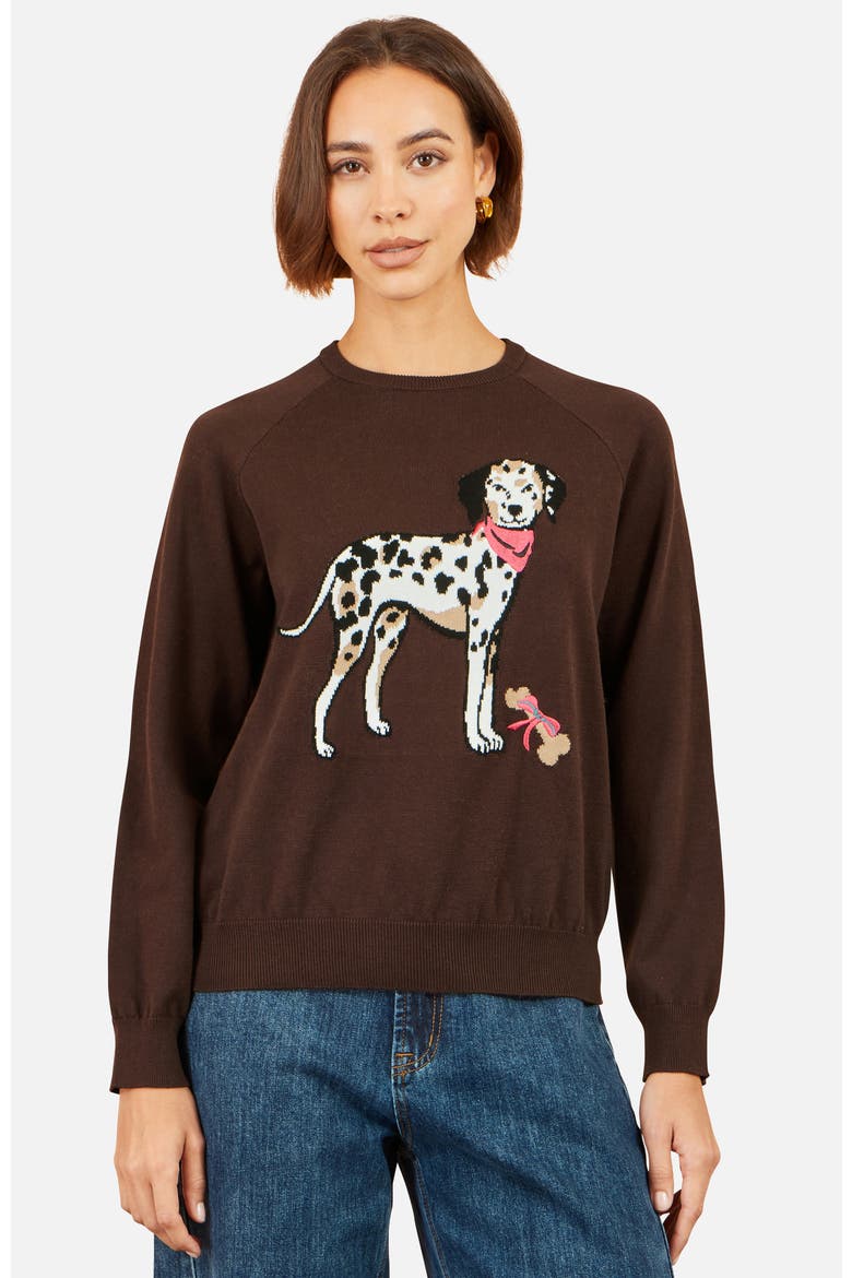 Dalmatian Intarsia Relaxed Jumper, Main, color, Brown