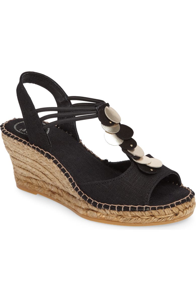 Toni Pons Sitges Espadrille Sandal, Main, color, Black Fabric