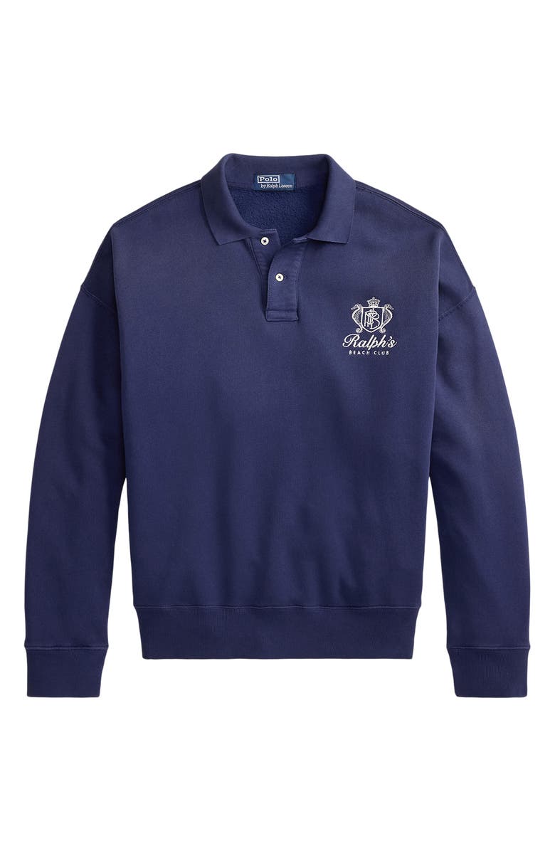 Polo Ralph Lauren Relaxed Fit Fleece Polo Sweatshirt, Alternate, color, Dark Cobalt