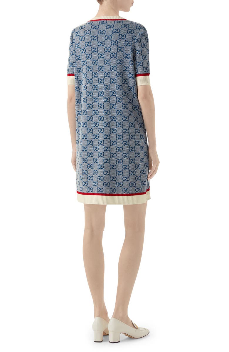 Gucci GG Logo Jacquard Shift Sweater Dress, Alternate, color, 