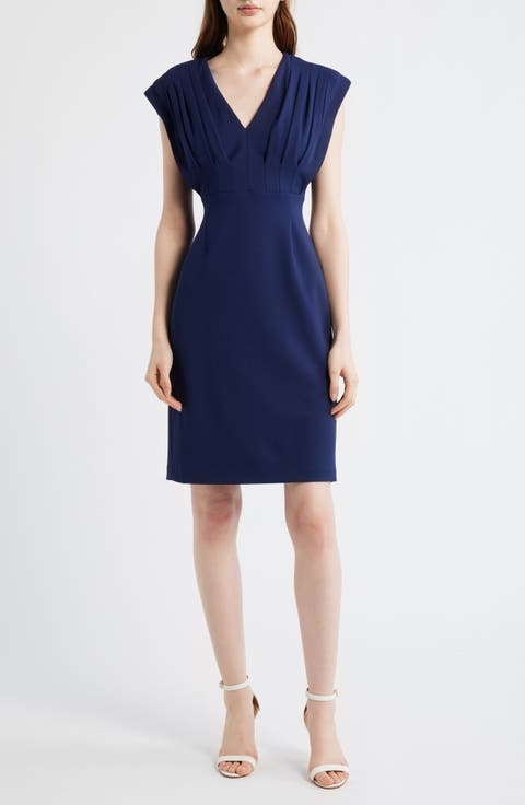 Pleated Bodice Sheath Dress