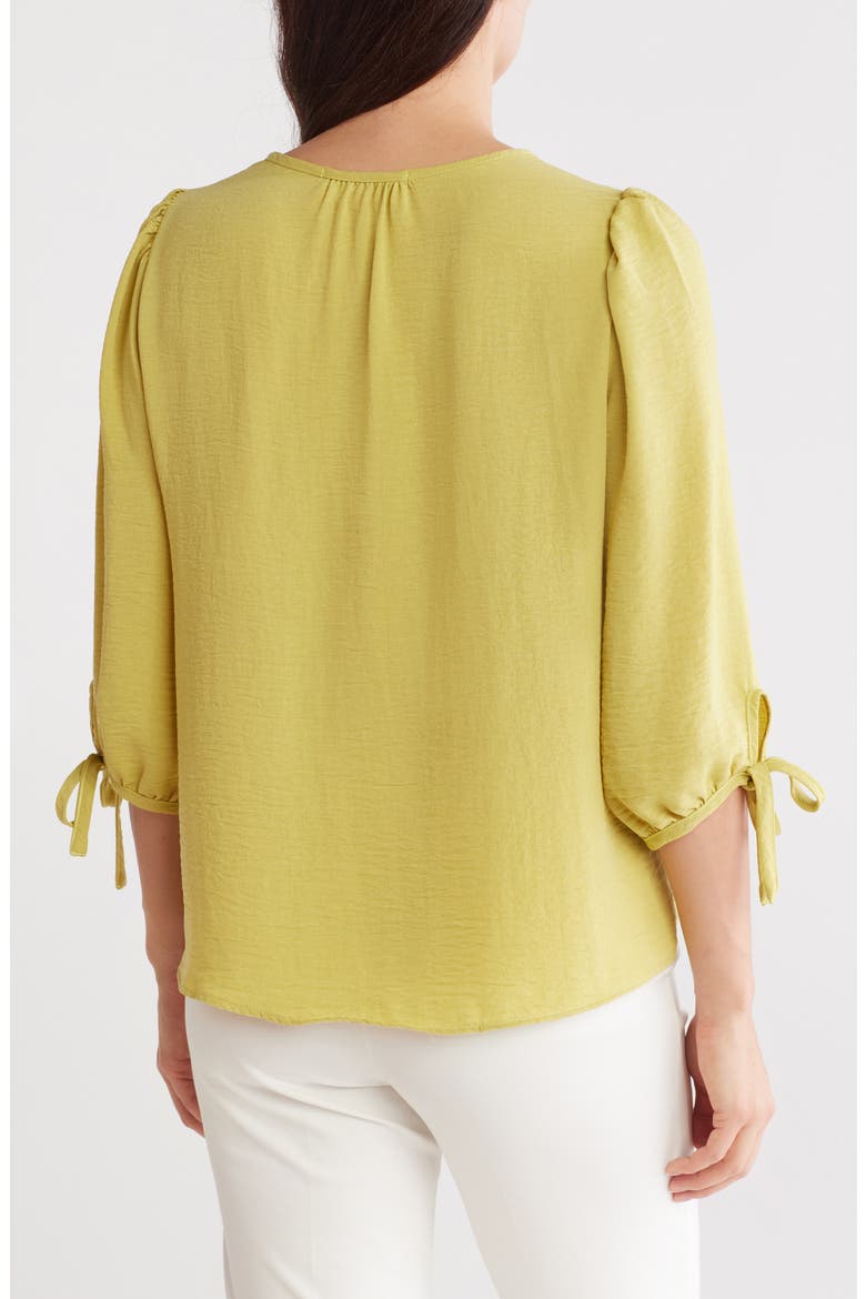 Ditsy Puff Sleeve Blouse, Alternate, color, DARK CITRON