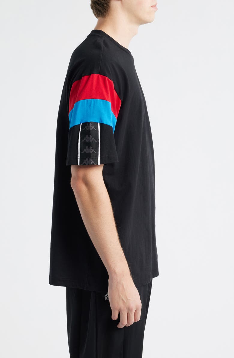 KAPPA 222 Banda Otto Colorblock T-Shirt, Alternate, color, Black - Red Racing - Blue Sea