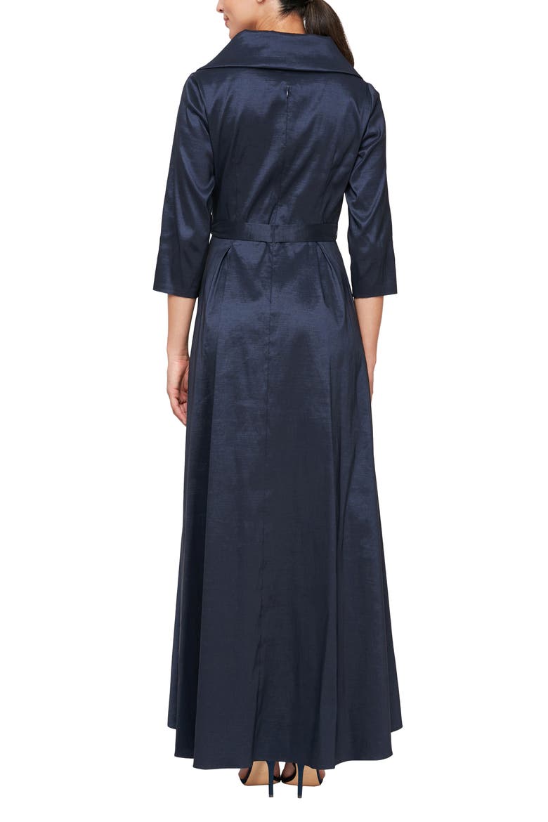 Portrait Collar Faux Wrap Gown, Alternate, color, NAVY