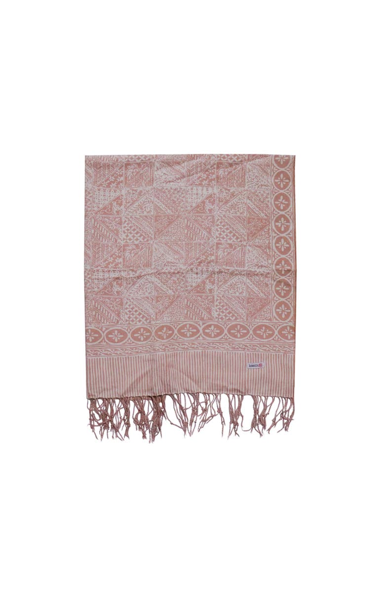 Kasih Co-op Handmade Batik Scarf, Alternate, color, Apricot Grid