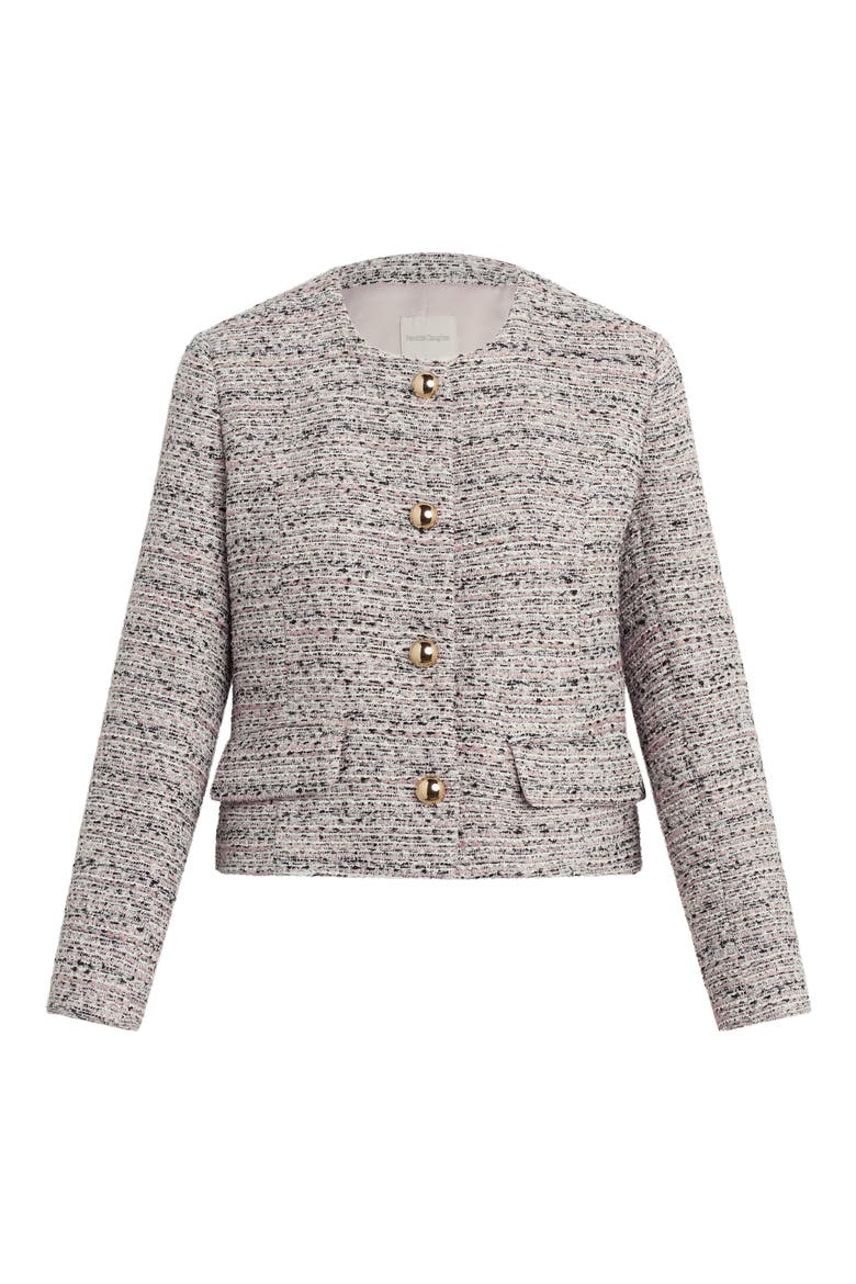 Embellished Crop Jacket, Alternate, color, PINK TWEED