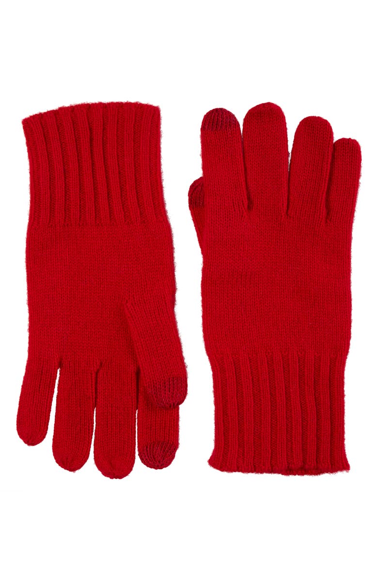 Amicale Cashmere Rib Knit Gloves, Main, color, Red