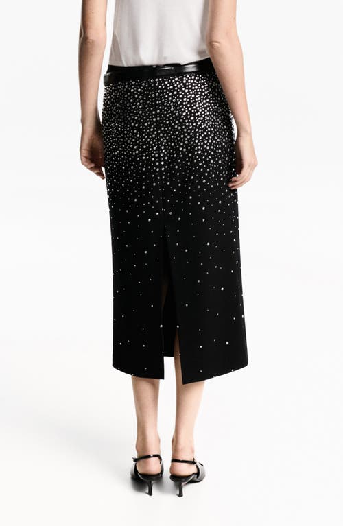 Mango Jess Rhinestone Embellished Midi Skirt In Black
