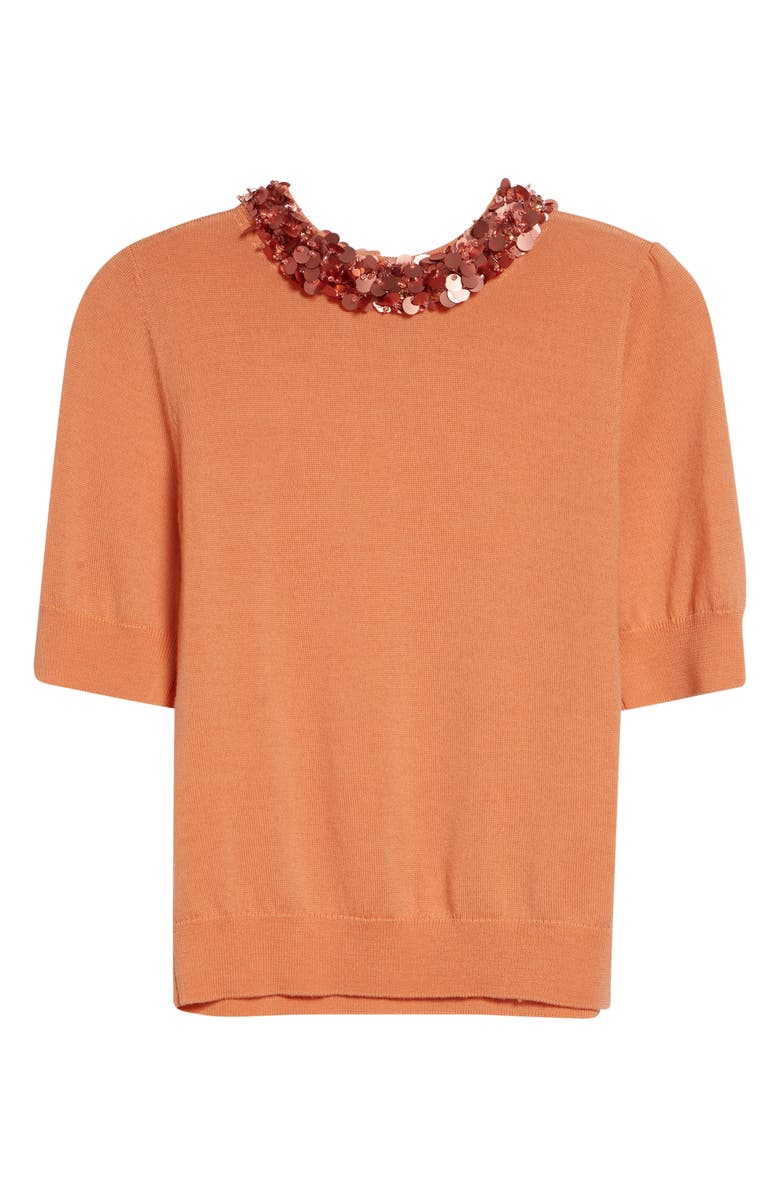 Ulla Johnson Jude Embellished Wool Sweater, Alternate, color, Coral Orange