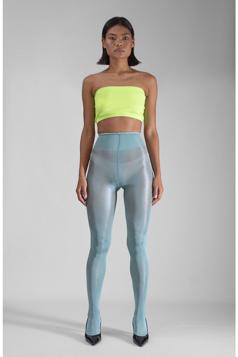 Lustrous Silky Shiny 40-Denier Semi-Opaque Tights, Alternate, color, TEAL GREEN