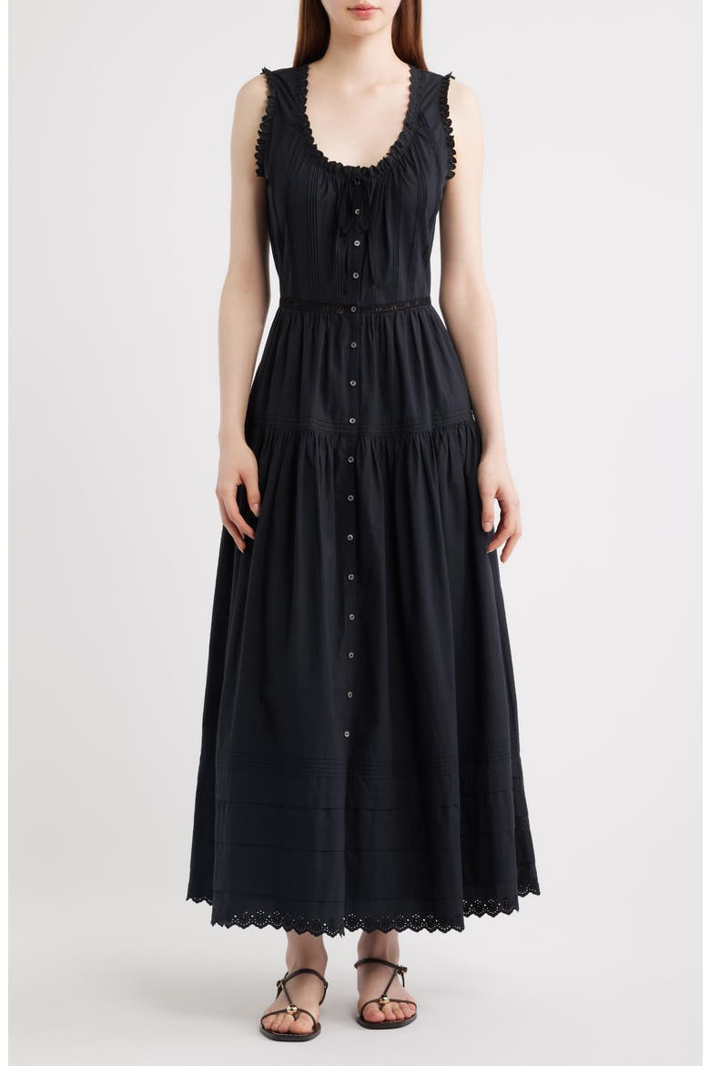 Hortense Organic Cotton Midi Dress, Main, color, BLACK