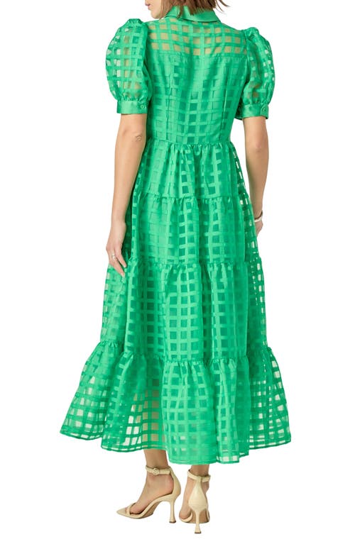 ENGLISH FACTORY ENGLISH FACTORY GRID PATTERN TIERED MIDI SHIRTDRESS