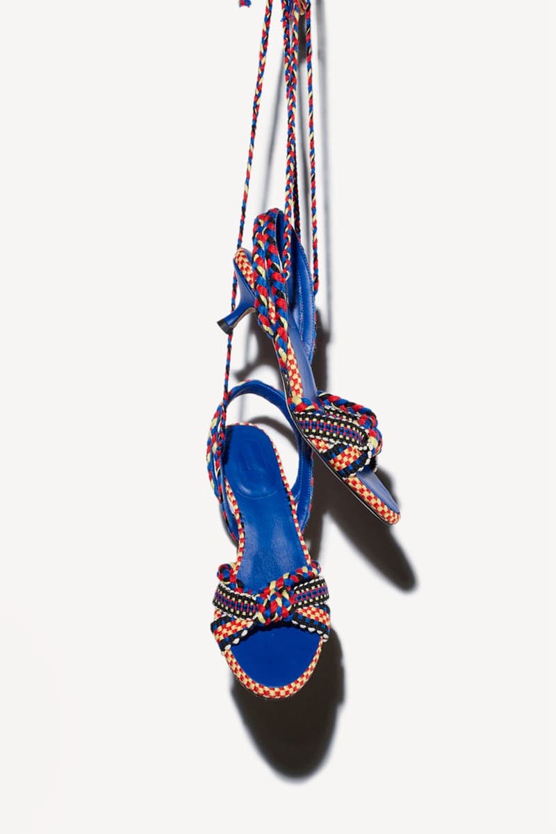 Aitana Braided Cotton Lace Up Kitten Heel Sandal, Alternate, color, Miro