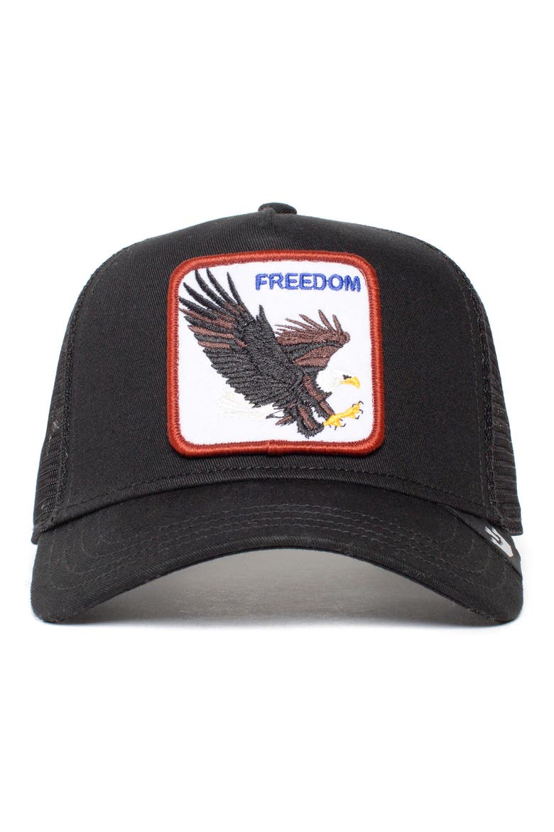 The Freedom Eagle Trucker Hat, Alternate, color, BLACK