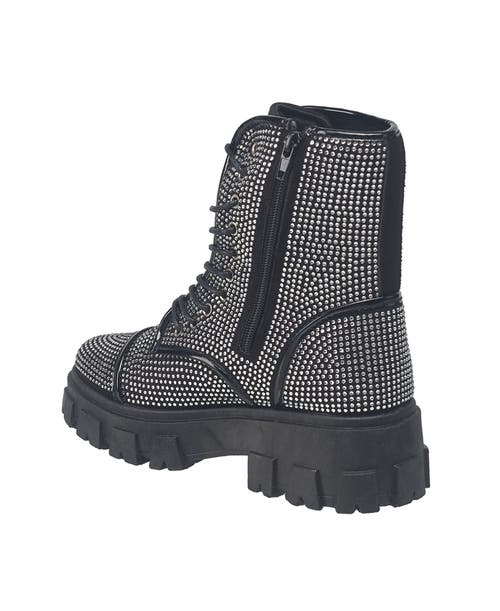 True Religion Women's Gee Rhinestone Combat Boot In Black