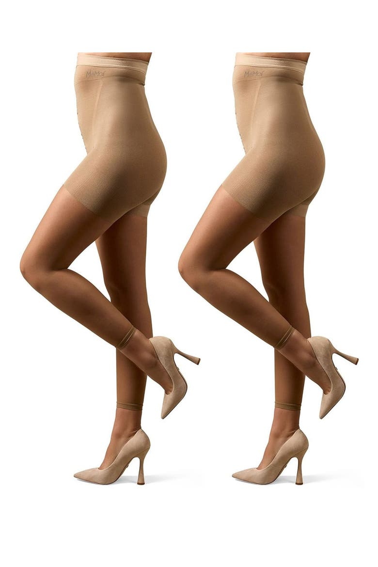 2-Pack High Waist Super Footless Shaper Tights, Alternate, color, HONEY